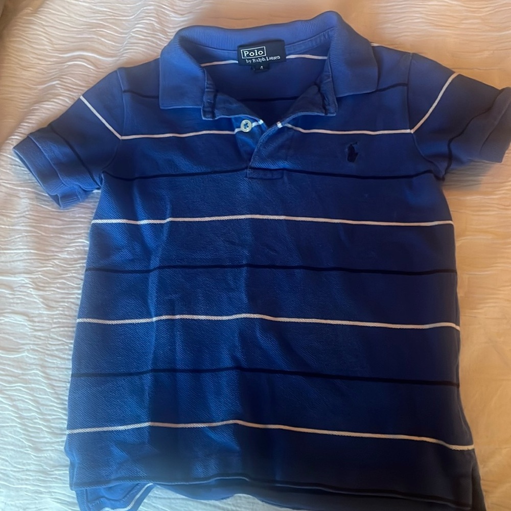 Blue white black boys size 4 polo.